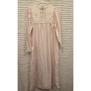 VTG Christian Dior Lace Trim Coquette Cottage Blush Pink‎ Sleep Gown Satin Flaw